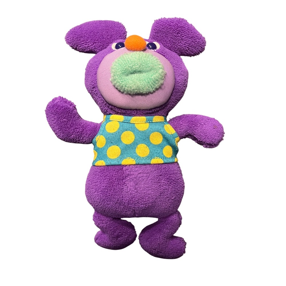 Vintage Sing a Ma Jig Purple Plush Toy Polka Dot Shirt Purple Orange 10 Inch